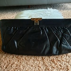 Vintage Black Leather Clutch